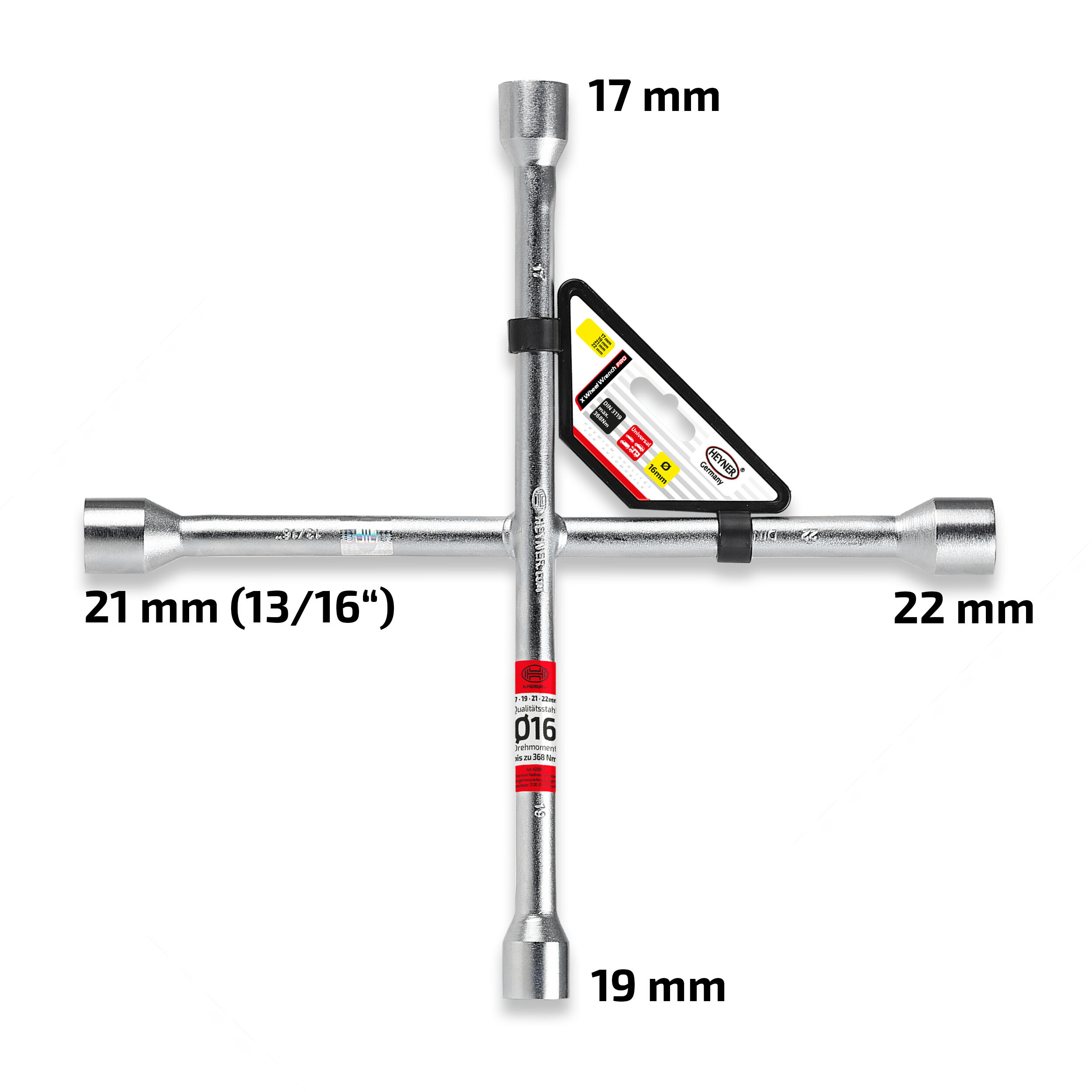 Radkreuzschlüssel chrome | HEYNER® X-Wheel Wrench PRO