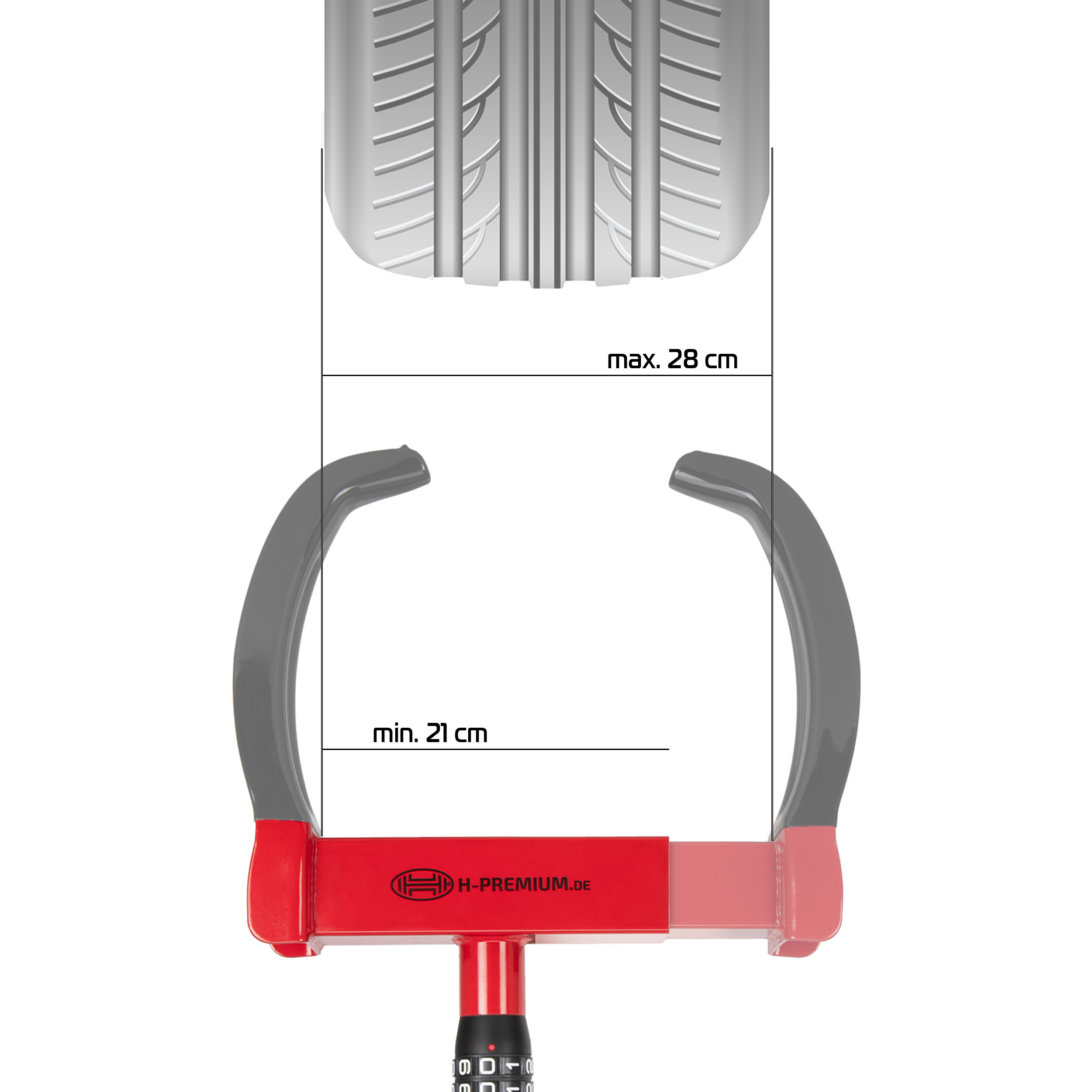 Radkralle ausziehbar L mit Zahlenschloss | HEYNER® Tire Block PRO