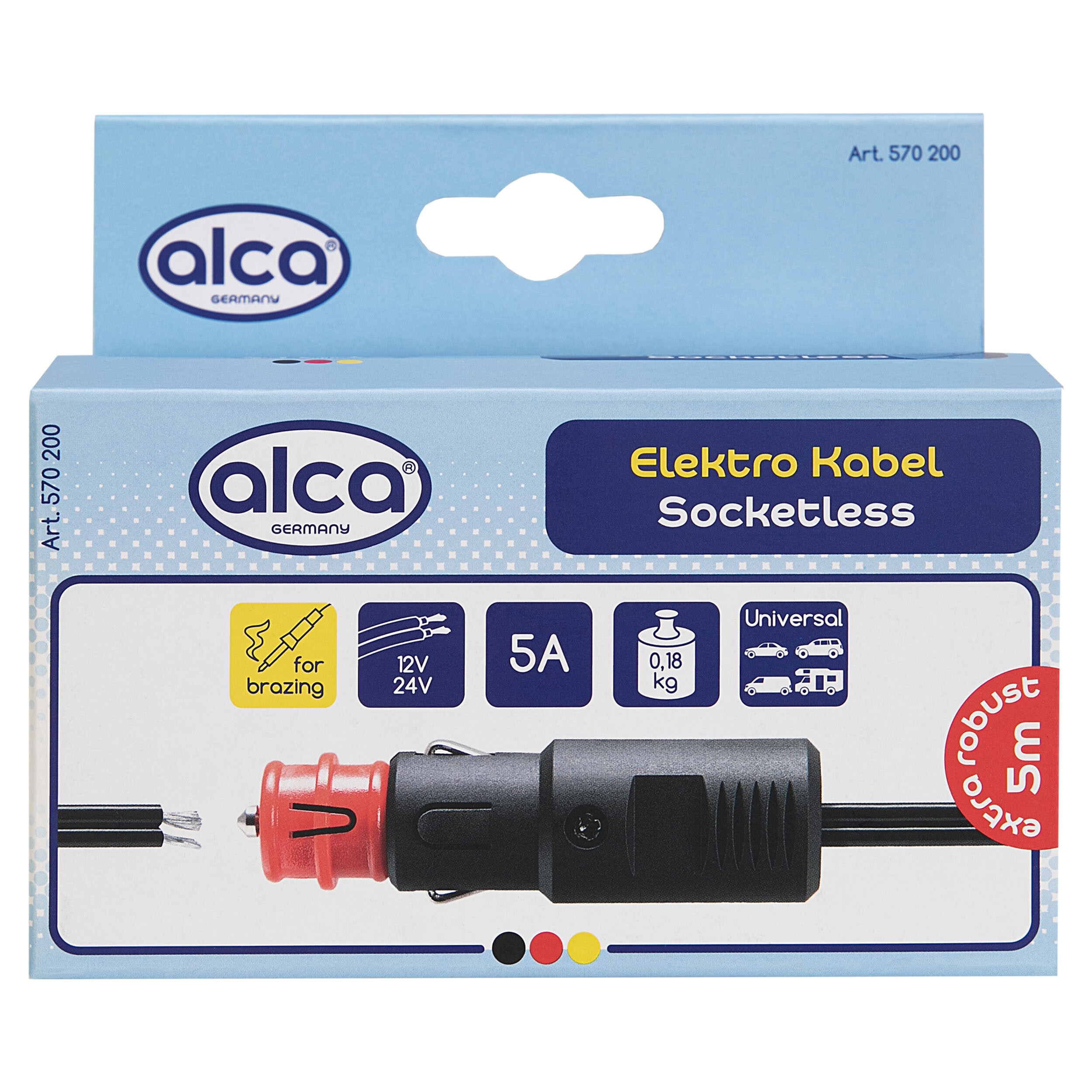 Verlängerungskabel ohne 12V Buchse 8A | alca® Electro Cable 5m