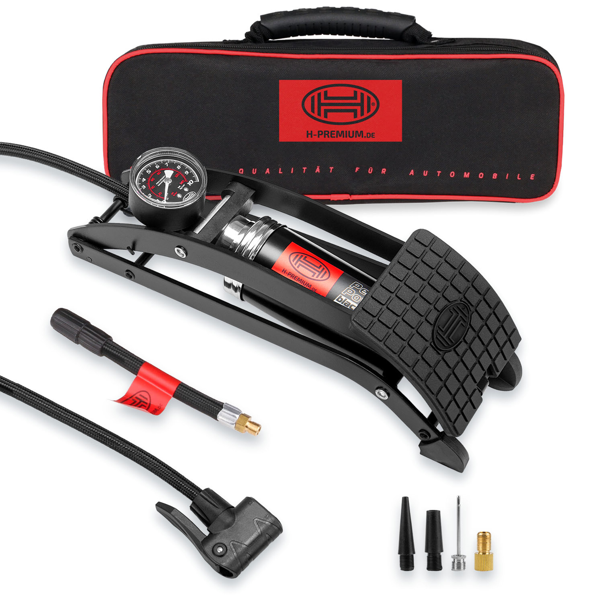 Fußluftpumpe mit Manometer | HEYNER® PedalPower PRO