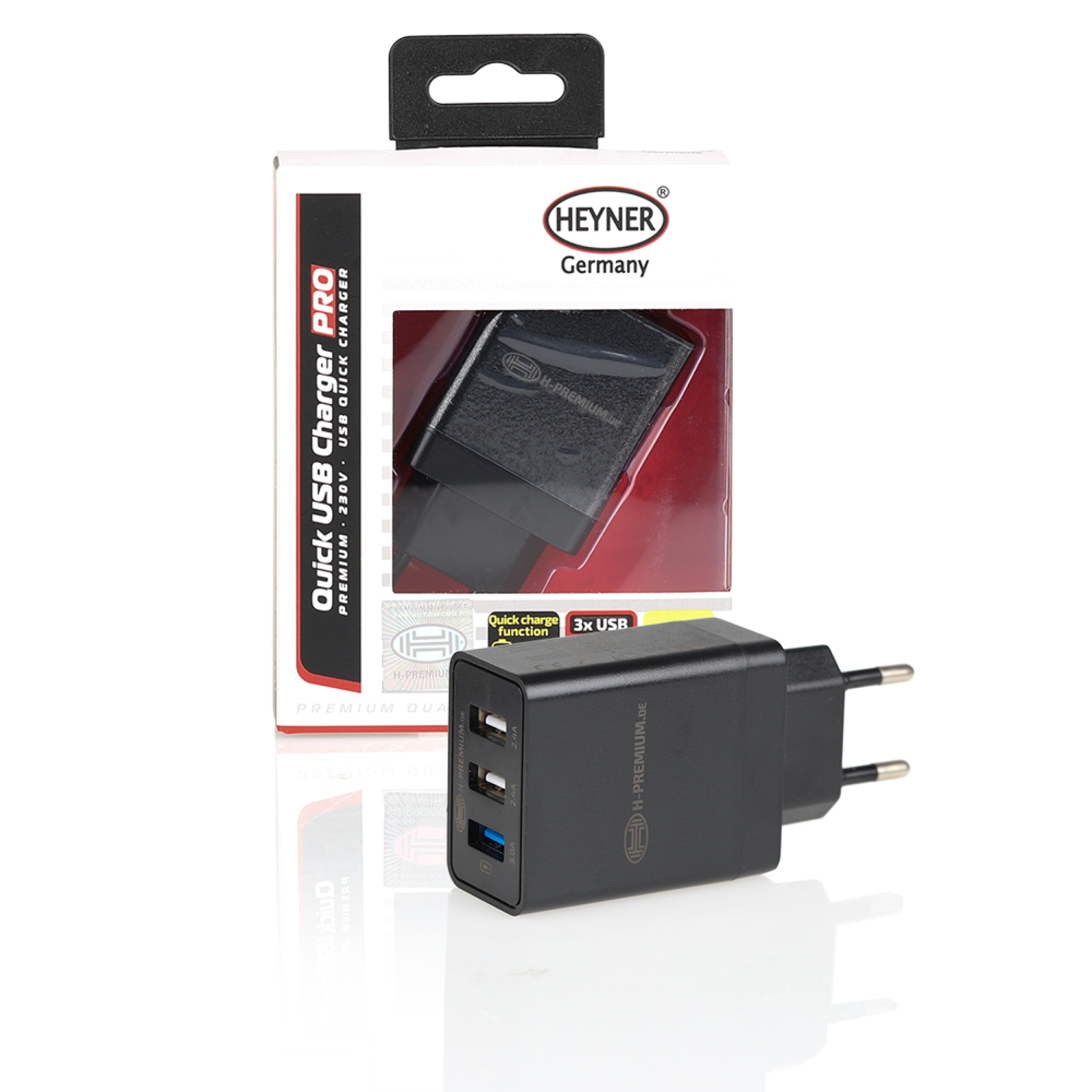 Charger USB 3.0 230V plug 3 port | HEYNER® Quick USB Charger PRO