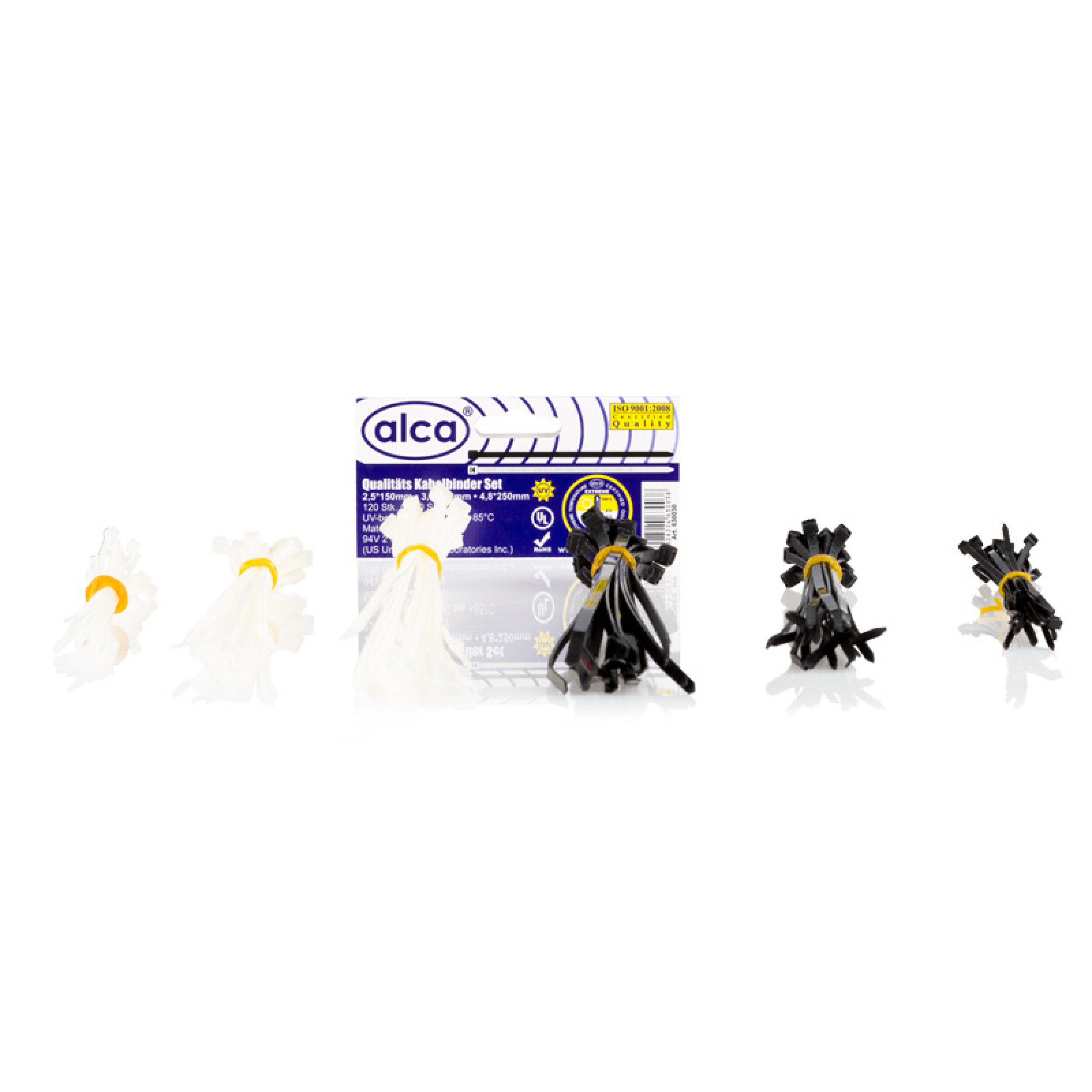 Kabelbinder-Set schwarz + natur | alca® Kabel Fix Set