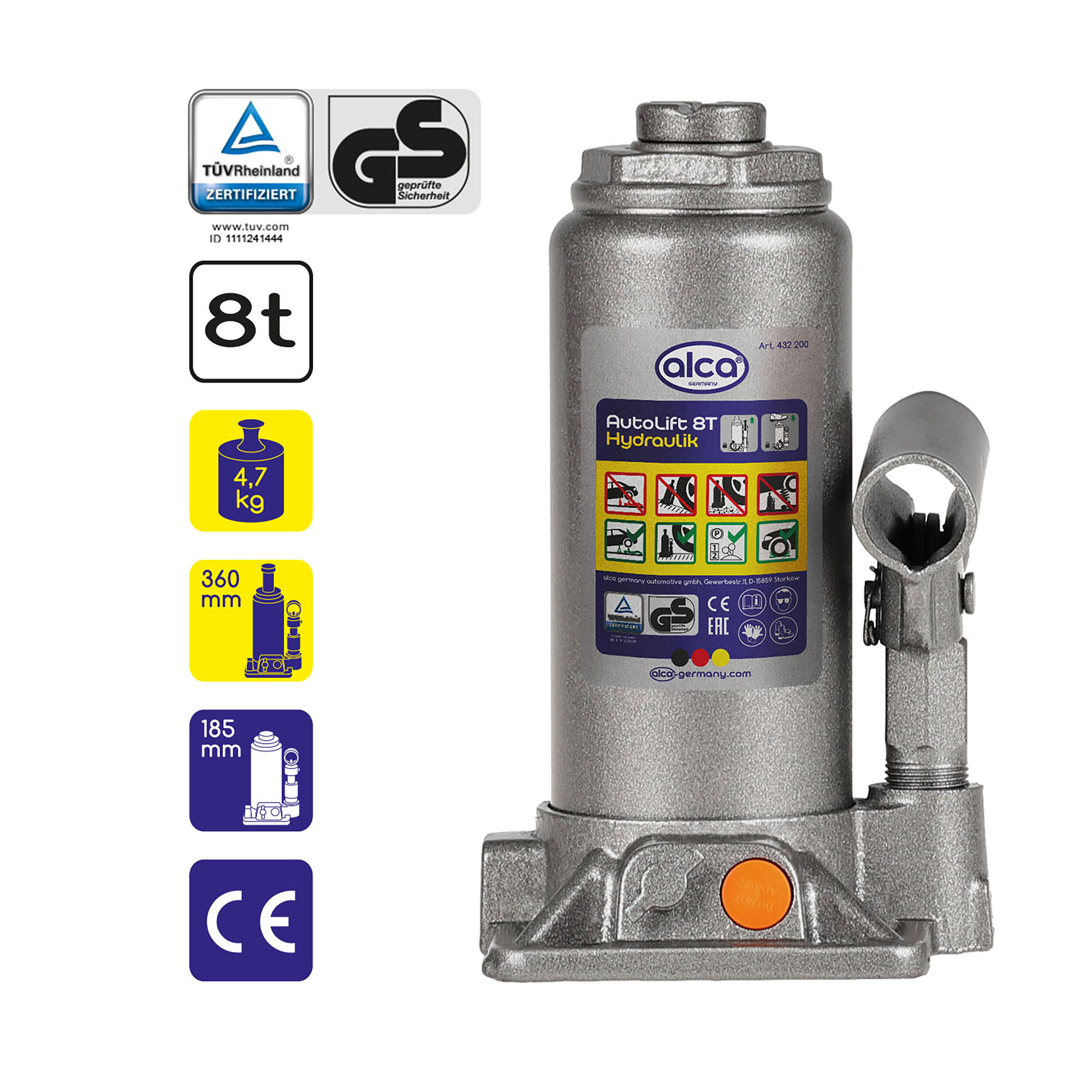 Hydraulischer Unterstellheber | alca® Auto Lift Hydraulik 8t
