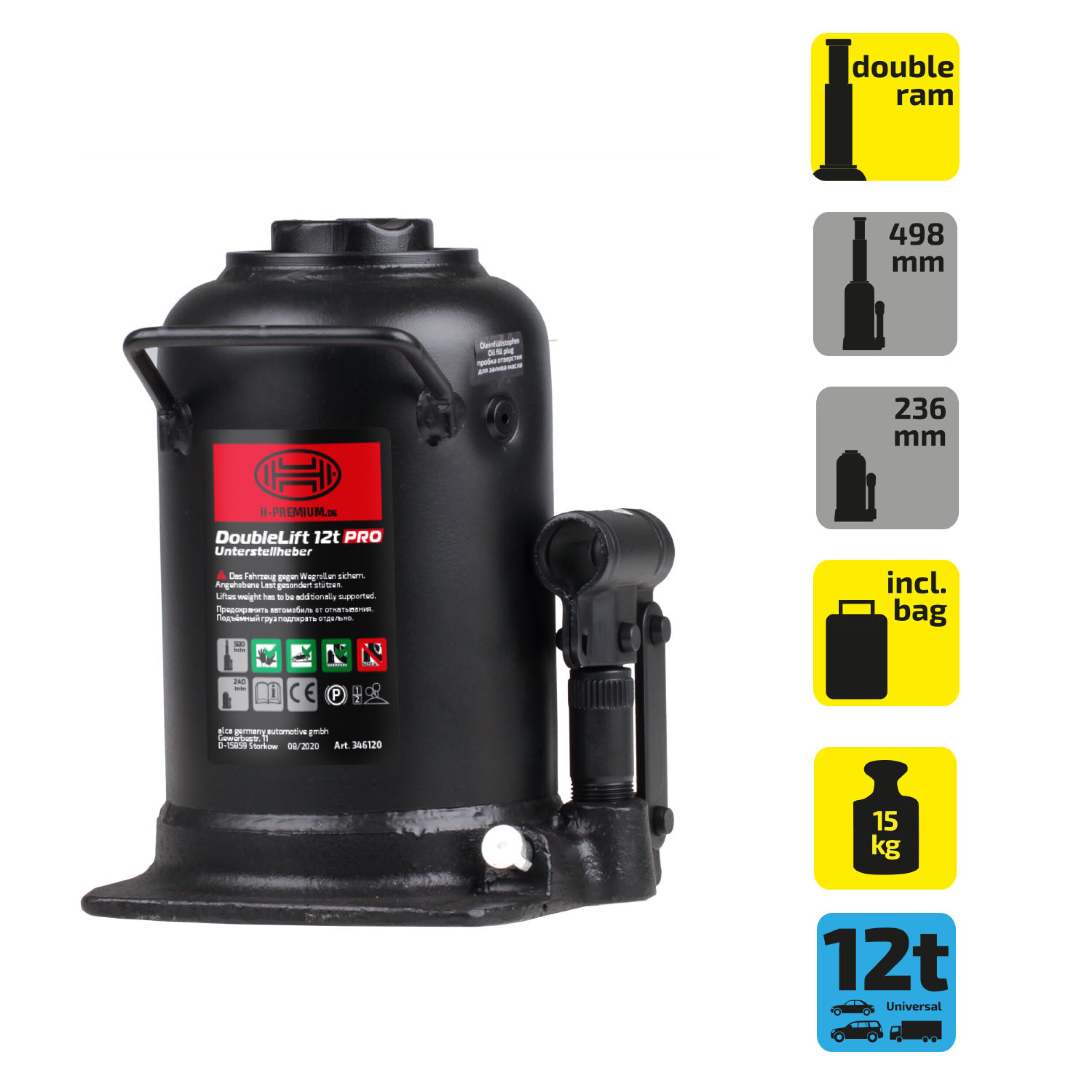 Hydraulic ram jack | HEYNER® DoubleLift 12t PRO