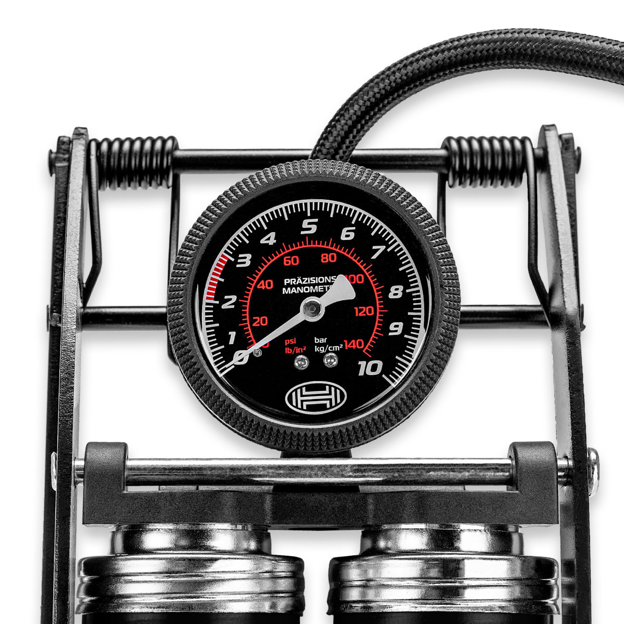 2-Zylinder Fußpumpe Manometer | HEYNER® PedalMax PRO