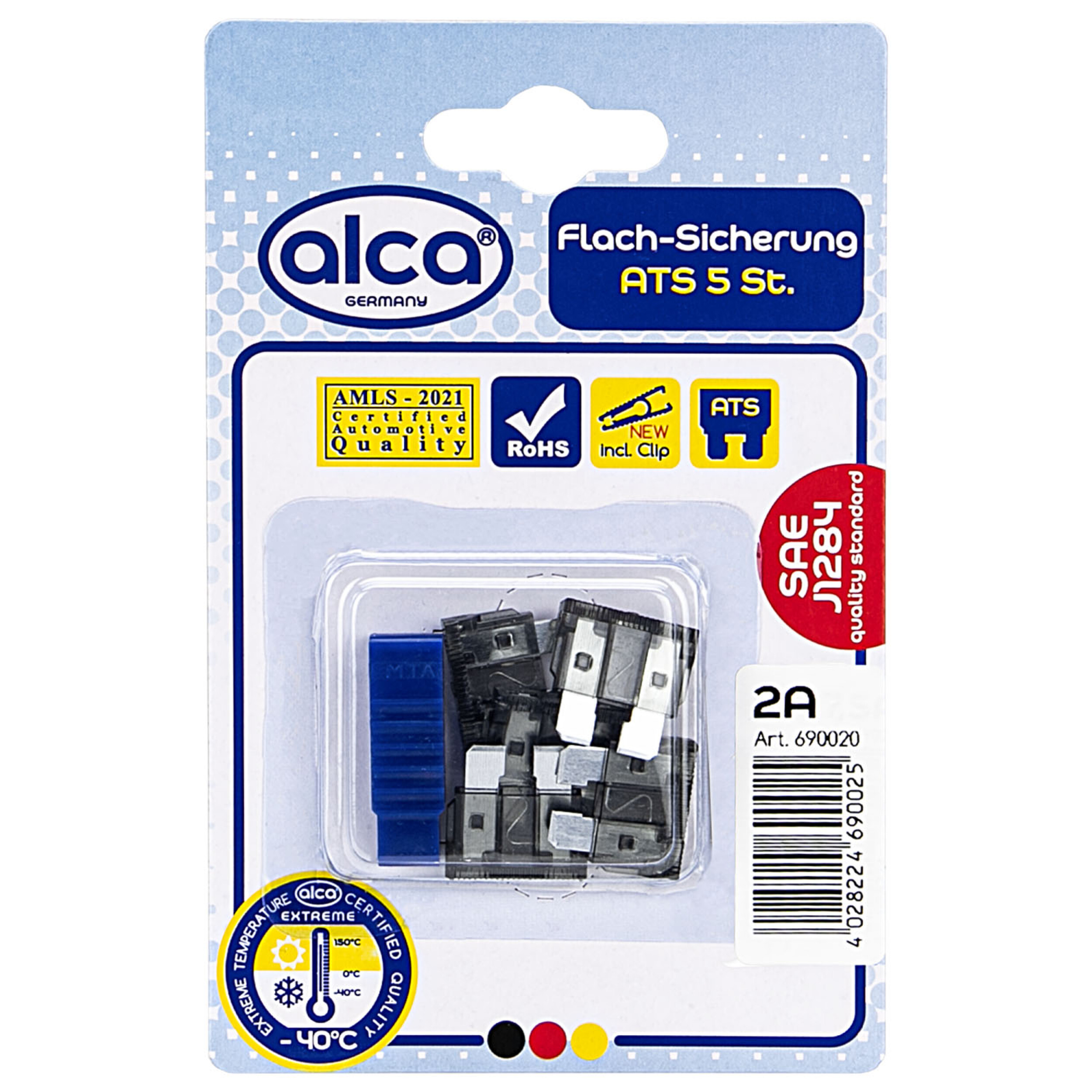 Flach-Sicherungen 5er-Set | alca® Fuse ATS 2A