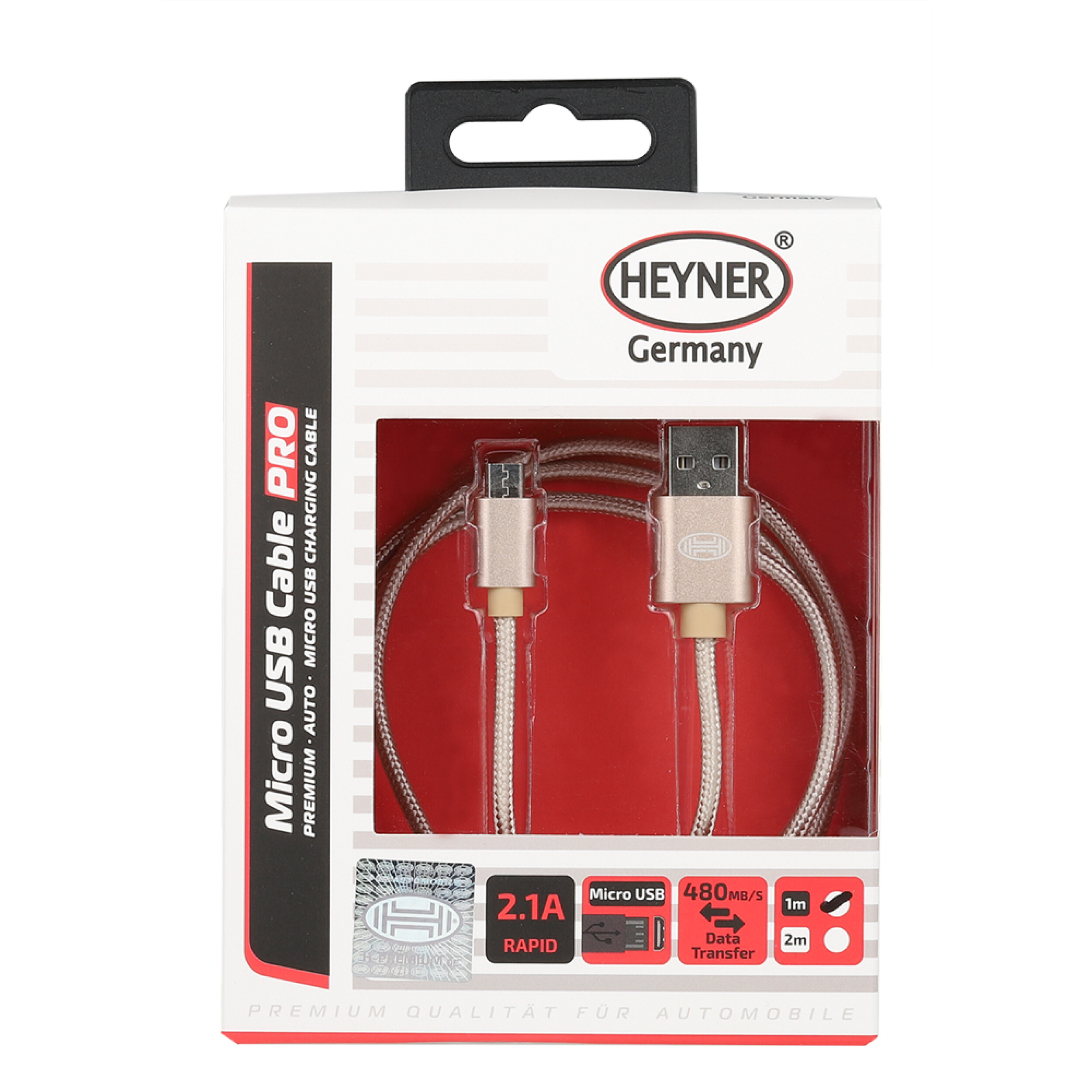 Charging cable Micro-USB to USB Nylon | HEYNER® Micro USB Cable 1m PRO